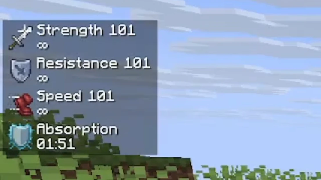 Minecraft infinite Strength Speed Resistance effects