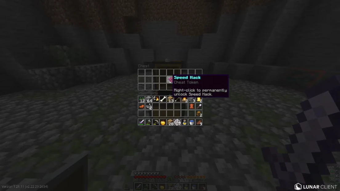 Minecraft chest ESP and Speed Hack cheat token